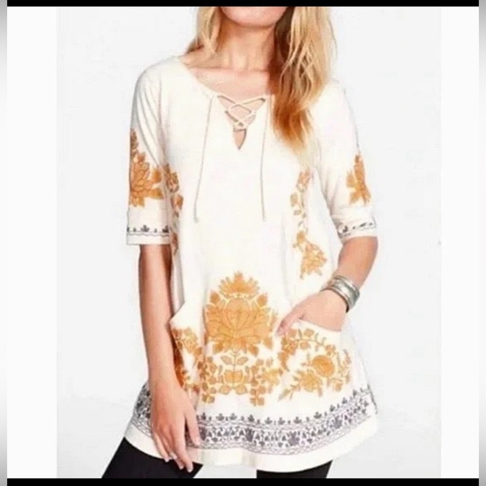 Free People Talia White Floral embroidered size S